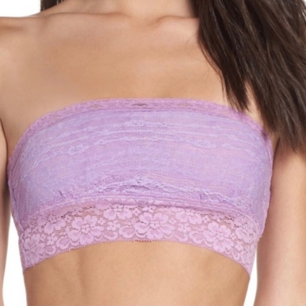 Free People Color Block Lace Bandeau Bralette Pink